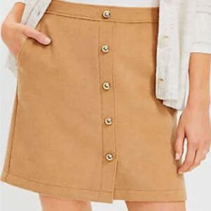 LOFT Wool Blend Button Front A-Line Skirt